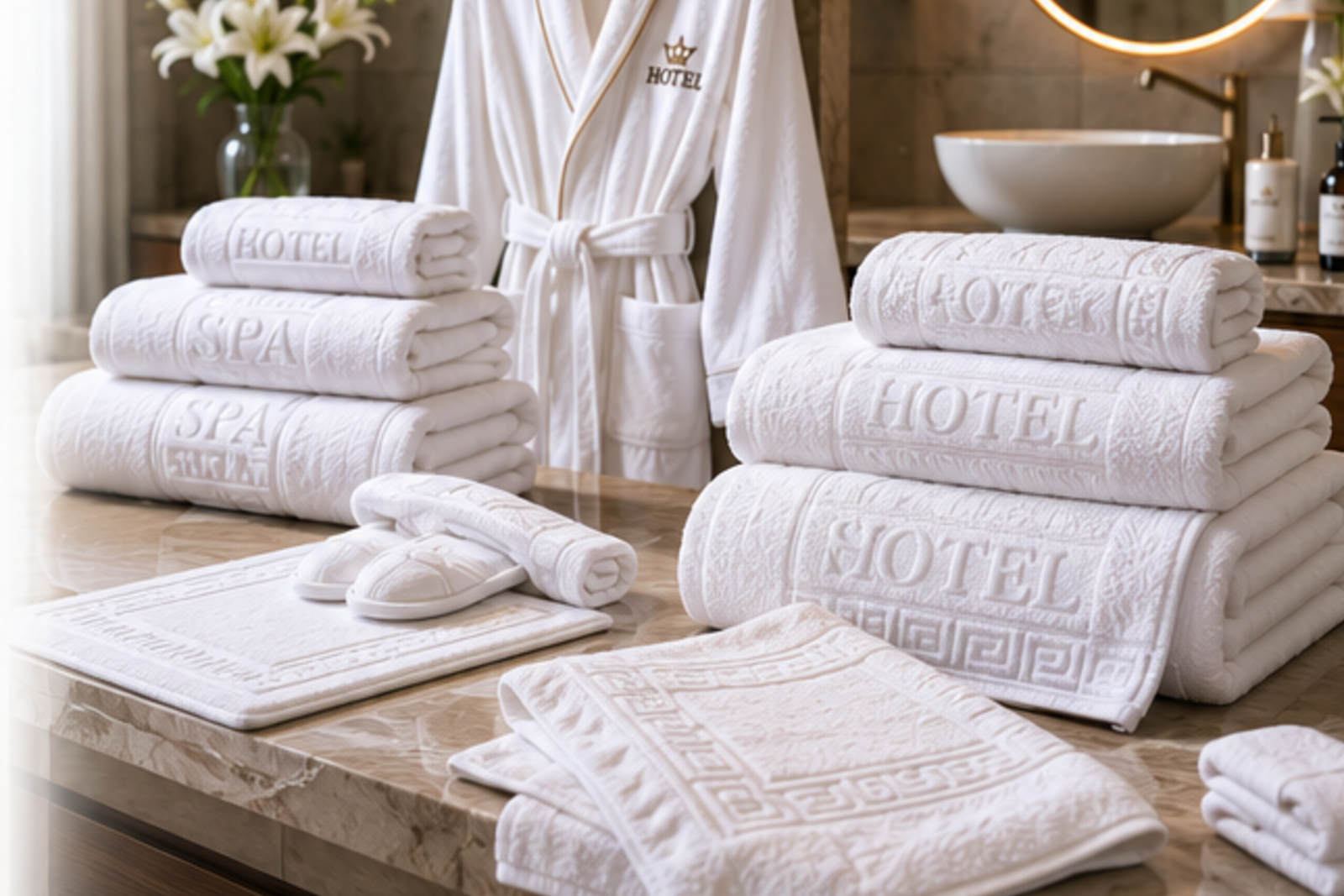 Modal hotel badgoed op marmer
